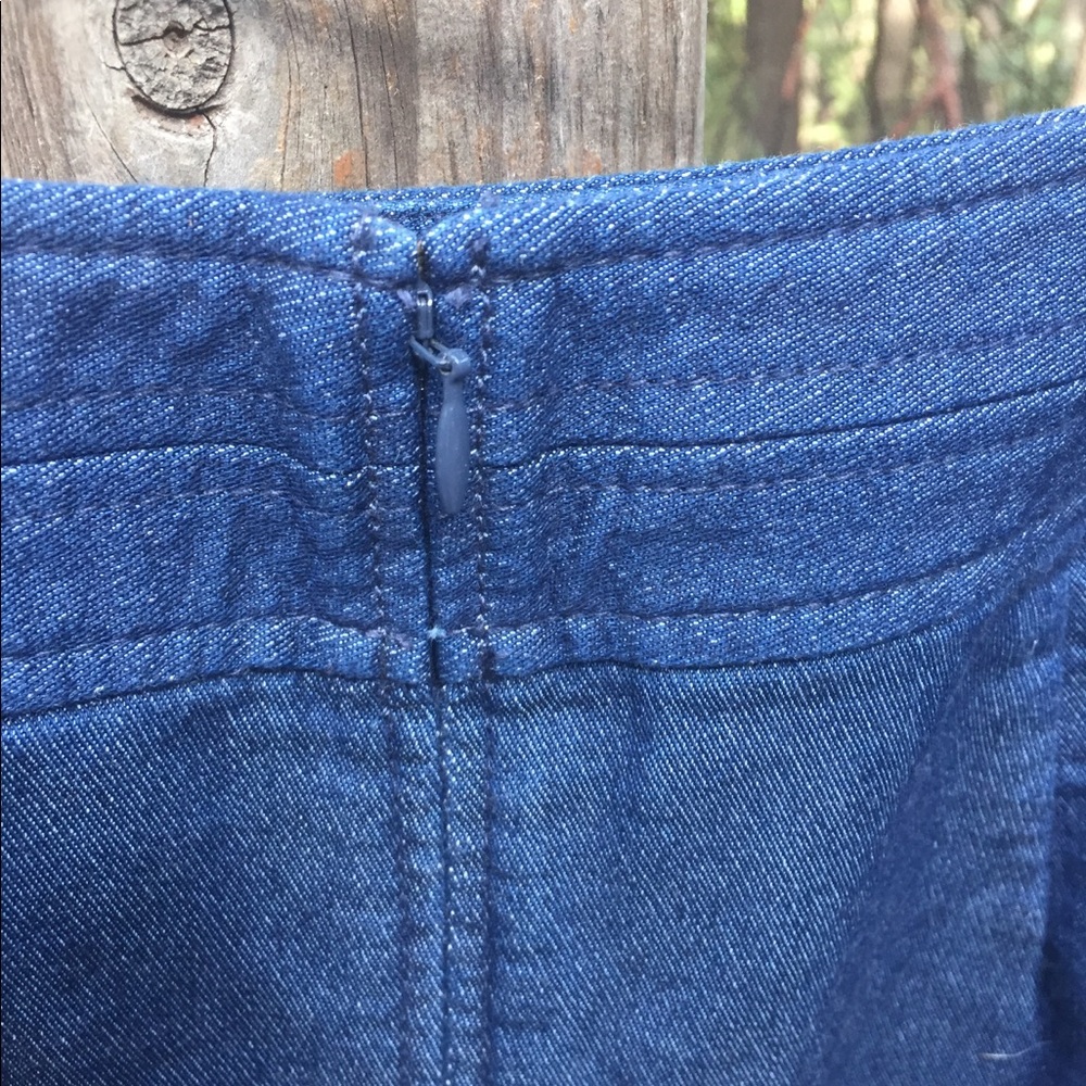 Loft classic front pleat navy  blue  denim  mini navy skirt - Picture 8 of 12